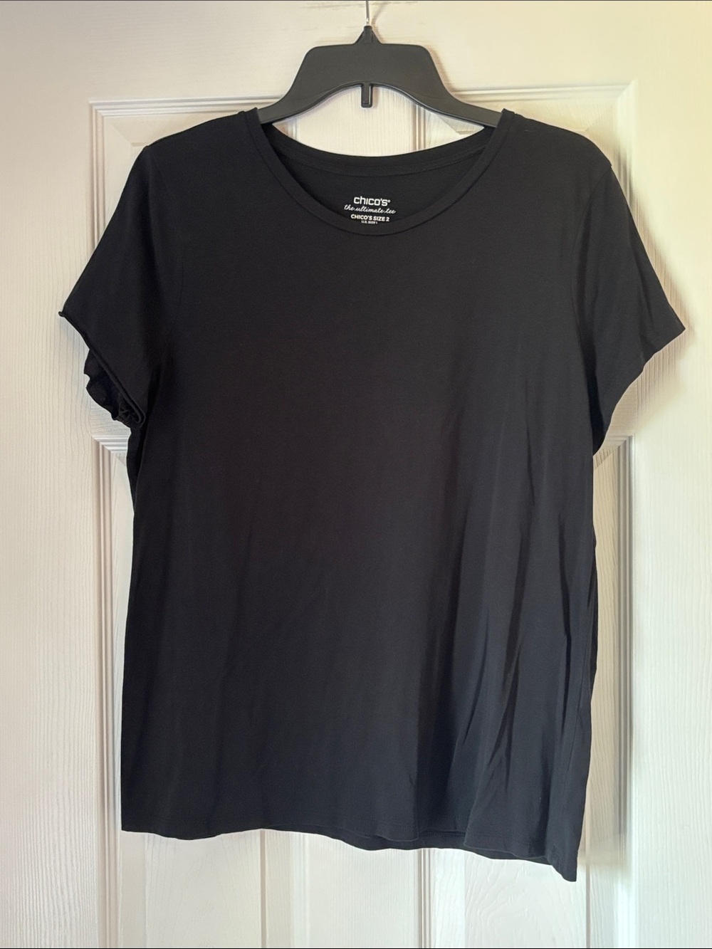 Chico's Black Short Sleeve Crewneck Tee